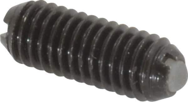 Vlier - 10-32, 0.094" Ball Diam, 0.513" Body Length, 0.025" Max Ball Reach, Threaded Ball Plunger - Steel Body, Nylon Ball, 1.5 Lb Initial End Force, 3 Lb Final End Force - USA Tool & Supply