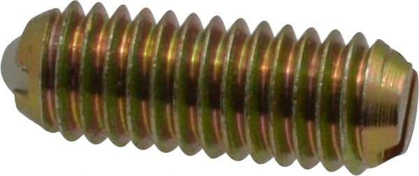 Vlier - 10-32, 0.094" Ball Diam, 0.513" Body Length, 0.025" Max Ball Reach, Threaded Ball Plunger - Steel Body, Nylon Ball, 2 Lb Initial End Force, 5 Lb Final End Force - USA Tool & Supply