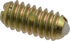 Vlier - 1/4-20, 0.125" Ball Diam, 0.531" Body Length, 0.035" Max Ball Reach, Threaded Ball Plunger - Steel Body, Nylon Ball, 4 Lb Initial End Force, 12 Lb Final End Force, Locking Element - USA Tool & Supply