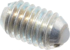 Vlier - 3/8-16, 0.188" Ball Diam, 0.625" Body Length, 0.048" Max Ball Reach, Threaded Ball Plunger - Steel Body, Nylon Ball, 2.5 Lb Initial End Force, 5 Lb Final End Force - USA Tool & Supply