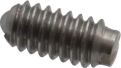 Vlier - 5-40, 0.062" Ball Diam, 0.25" Body Length, 0.02" Max Ball Reach, Threaded Ball Plunger - Stainless Steel Body, Nylon Ball, 0.25 Lb Initial End Force, 0.75 Lb Final End Force - USA Tool & Supply