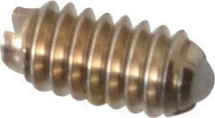 Vlier - 5-40, 0.062" Ball Diam, 0.25" Body Length, 0.02" Max Ball Reach, Threaded Ball Plunger - Stainless Steel Body, Nylon Ball, 0.25 Lb Initial End Force, 0.75 Lb Final End Force, Locking Element - USA Tool & Supply