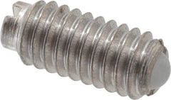 Vlier - 6-40, 0.078" Ball Diam, 0.312" Body Length, 0.023" Max Ball Reach, Threaded Ball Plunger - Stainless Steel Body, Nylon Ball, 0.5 Lb Initial End Force, 1 Lb Final End Force - USA Tool & Supply