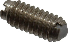 Vlier - 6-40, 0.078" Ball Diam, 0.312" Body Length, 0.023" Max Ball Reach, Threaded Ball Plunger - Stainless Steel Body, Nylon Ball, 0.5 Lb Initial End Force, 1 Lb Final End Force, Locking Element - USA Tool & Supply
