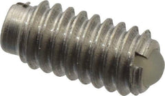 Vlier - 8-32, 0.094" Ball Diam, 0.344" Body Length, 0.025" Max Ball Reach, Threaded Ball Plunger - Stainless Steel Body, Nylon Ball, 0.5 Lb Initial End Force, 1.25 Lb Final End Force - USA Tool & Supply