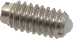Vlier - 8-32, 0.094" Ball Diam, 0.344" Body Length, 0.025" Max Ball Reach, Threaded Ball Plunger - Stainless Steel Body, Nylon Ball, 0.5 Lb Initial End Force, 1.25 Lb Final End Force, Locking Element - USA Tool & Supply