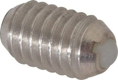 Vlier - 3/8-16, 0.188" Ball Diam, 0.625" Body Length, 0.048" Max Ball Reach, Threaded Ball Plunger - Stainless Steel Body, Nylon Ball, 5 Lb Initial End Force, 10 Lb Final End Force - USA Tool & Supply