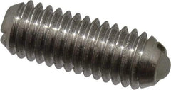 Vlier - 10-32, 0.094" Ball Diam, 0.513" Body Length, 0.025" Max Ball Reach, Threaded Ball Plunger - Stainless Steel Body, Nylon Ball, 0.5 Lb Initial End Force, 1.5 Lb Final End Force - USA Tool & Supply