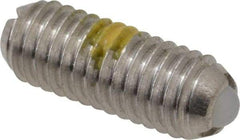 Vlier - 10-32, 0.094" Ball Diam, 0.513" Body Length, 0.025" Max Ball Reach, Threaded Ball Plunger - Stainless Steel Body, Nylon Ball, 0.5 Lb Initial End Force, 1.5 Lb Final End Force, Locking Element - USA Tool & Supply