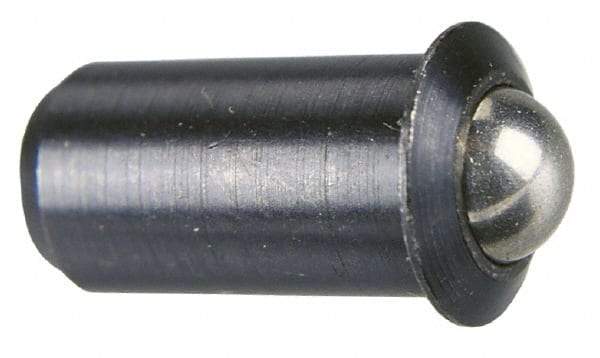 Vlier - 1.1" Body Length x 1/2" Body Diam, 8 Lb Init to 18 Lb Final End Force, Stainless Steel Press Fit Ball Plunger - 7/16" Ball Diam, 0.161" Max Ball Reach, 0.11" Flange Thickness - USA Tool & Supply