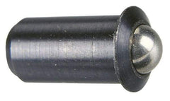 Vlier - 1.1" Body Length x 1/2" Body Diam, 8 Lb Init to 18 Lb Final End Force, Stainless Steel Press Fit Ball Plunger - 7/16" Ball Diam, 0.161" Max Ball Reach, 0.11" Flange Thickness - USA Tool & Supply