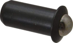 Vlier - 1.1" Body Length x 1/2" Body Diam, 8 Lb Init to 18 Lb Final End Force, Steel Press Fit Ball Plunger - 7/16" Ball Diam, 0.161" Max Ball Reach, 0.11" Flange Thickness - USA Tool & Supply