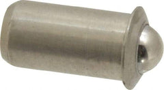 Vlier - 0.0471" Body Length x 1/4" Body Diam, 3 Lb Init to 7 Lb Final End Force, Stainless Steel Press Fit Ball Plunger - 3/16" Ball Diam, 0.07" Max Ball Reach, 0.045" Flange Thickness - USA Tool & Supply