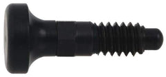 Vlier - 1/4-20, 0.16" Max Plunger Diam, 0.12 Lb Init to 0.36 Lb Final End Force, Knob Handle Plunger - Delrin Knob, 0.63" Body Length, 1/2" Length Under Head/Shoulder, 0.13" Plunger Projection - USA Tool & Supply
