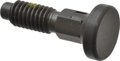 Vlier - 3/8-16, 1/4" Max Plunger Diam, 0.25 Lb Init to 2 Lb Final End Force, Locking Knob Handle Plunger - Delrin Knob, 0.94" Body Length, 3/4" Length Under Head/Shoulder, 0.18" Plunger Projection - USA Tool & Supply