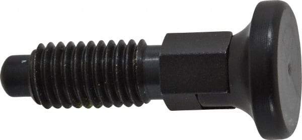 Vlier - 1/2-13, 0.31" Max Plunger Diam, 0.5 Lb Init to 1.75 Lb Final End Force, Locking Knob Handle Plunger - Delrin Knob, 1-1/4" Body Length, 1" Length Under Head/Shoulder, 1/4" Plunger Projection - USA Tool & Supply