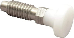 Vlier - 3/8-16, 1/4" Max Plunger Diam, 0.25 Lb Init to 2 Lb Final End Force, Knob Handle Plunger - Delrin Knob, 0.94" Body Length, 3/4" Length Under Head/Shoulder, 0.18" Plunger Projection - USA Tool & Supply