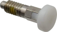 Vlier - 1/4-20, 0.16" Max Plunger Diam, 0.12 Lb Init to 0.36 Lb Final End Force, Locking Knob Handle Plunger - Delrin Knob, 0.63" Body Length, 1/2" Length Under Head/Shoulder, 0.13" Plunger Projection - USA Tool & Supply