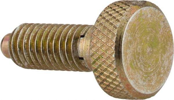 Vlier - M6x1.0, 0.512" Thread Length, 0.118" Max Plunger Diam, 1 Lb Init to 4 Lb Final End Force, Knob Handle Plunger - Knurled Knob, 0.63" Body Length, 0.512" Length Under Head/Shoulder, 0.118" Plunger Projection - USA Tool & Supply