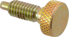 Vlier - 5/16-18, 5/8" Thread Length, 0.154" Max Plunger Diam, 1 Lb Init to 6 Lb Final End Force, Knob Handle Plunger - Knurled Knob, 0.76" Body Length, 5/8" Length Under Head/Shoulder, 3/16" Plunger Projection - USA Tool & Supply