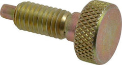 Vlier - 3/8-16, 3/4" Thread Length, 0.185" Max Plunger Diam, 1 Lb Init to 8 Lb Final End Force, Knob Handle Plunger - Knurled Knob, 0.94" Body Length, 3/4" Length Under Head/Shoulder, 0.218" Plunger Projection - USA Tool & Supply