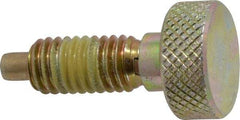 Vlier - 3/8-16, 3/4" Thread Length, 0.185" Max Plunger Diam, 1 Lb Init to 8 Lb Final End Force, Knob Handle Plunger - Knurled Knob, 0.94" Body Length, 3/4" Length Under Head/Shoulder, 0.218" Plunger Projection - USA Tool & Supply
