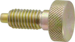 Vlier - 1/2-13, 7/8" Thread Length, 1/4" Max Plunger Diam, 1 Lb Init to 10 Lb Final End Force, Knob Handle Plunger - Knurled Knob, 1.13" Body Length, 7/8" Length Under Head/Shoulder, 1/4" Plunger Projection - USA Tool & Supply
