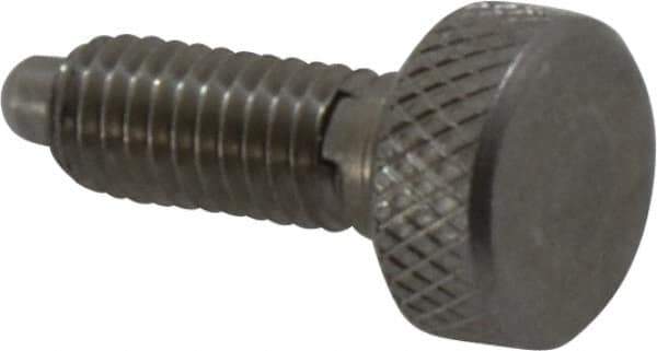 Vlier - 10-32, 0.4" Thread Length, 0.104" Max Plunger Diam, 0.5 Lb Init to 3 Lb Final End Force, Knob Handle Plunger - Knurled Knob, 0.46" Body Length, 0.4" Length Under Head/Shoulder, 3/32" Plunger Projection - USA Tool & Supply