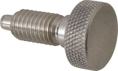 Vlier - 1/2-13, 7/8" Thread Length, 1/4" Max Plunger Diam, 1 Lb Init to 10 Lb Final End Force, Knob Handle Plunger - Knurled Knob, 1.13" Body Length, 7/8" Length Under Head/Shoulder, 1/4" Plunger Projection - USA Tool & Supply