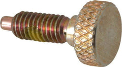 Vlier - M6x1.0, 0.512" Thread Length, 0.118" Max Plunger Diam, 1 Lb Init to 4 Lb Final End Force, Knob Handle Plunger - Knurled Knob, 0.63" Body Length, 0.512" Length Under Head/Shoulder, 0.118" Plunger Projection - USA Tool & Supply