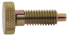 Vlier - M6x1.0, 0.4" Thread Length, 0.12" Max Plunger Diam, 0.5 Lb Init to 2 Lb Final End Force, Locking Knob Handle Plunger - Knurled Knob, 10mm Body Length, 0.53" Length Under Head/Shoulder, 0.13" Plunger Projection - USA Tool & Supply