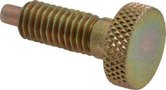 Vlier - 3/8-16, 3/4" Thread Length, 0.185 to 0.186" Max Plunger Diam, 0.5 Lb Init to 3 Lb Final End Force, Locking Knob Handle Plunger - Knurled Knob, 0.97" Length Under Head/Shoulder, 0.22" Plunger Projection - USA Tool & Supply