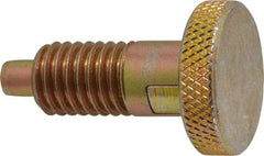 Vlier - 1/2-13, 0.65" Thread Length, 1/4 to 1/4" Max Plunger Diam, 0.5 Lb Init to 4 Lb Final End Force, Locking Knob Handle Plunger - Knurled Knob, 0.9" Length Under Head/Shoulder, 1/4" Plunger Projection - USA Tool & Supply