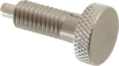 Vlier - 3/8-16, 3/4" Thread Length, 0.185 to 0.186" Max Plunger Diam, 0.5 Lb Init to 3 Lb Final End Force, Locking Knob Handle Plunger - Knurled Knob, 0.97" Length Under Head/Shoulder, 0.22" Plunger Projection - USA Tool & Supply