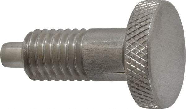Vlier - 1/2-13, 0.65" Thread Length, 1/4 to 1/4" Max Plunger Diam, 0.5 Lb Init to 4 Lb Final End Force, Locking Knob Handle Plunger - Knurled Knob, 0.9" Length Under Head/Shoulder, 1/4" Plunger Projection - USA Tool & Supply