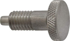 Vlier - 1/2-13, 0.65" Thread Length, 1/4 to 1/4" Max Plunger Diam, 0.5 Lb Init to 4 Lb Final End Force, Locking Knob Handle Plunger - Knurled Knob, 0.9" Length Under Head/Shoulder, 1/4" Plunger Projection - USA Tool & Supply