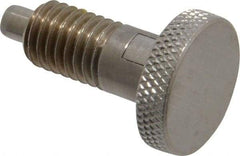 Vlier - 1/2-13, 0.65" Thread Length, 1/4 to 1/4" Max Plunger Diam, 0.5 Lb Init to 4 Lb Final End Force, Locking Knob Handle Plunger - Knurled Knob, 0.9" Length Under Head/Shoulder, 1/4" Plunger Projection - USA Tool & Supply