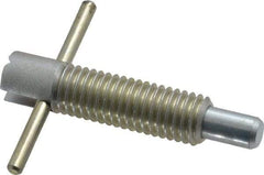 Vlier - 1/2-13 Thread, 2-1/2" Body Length, 1/2" Plunger Projection, 5/16" Plunger Diam, Steel, Locking T Handle Plunger - 1.4" Thread Length, 2" Handle Length, 2" Plunger Length, 2-1/2 Lb Initial End Force, 5 Lb Final End Force, Locking Element - USA Tool & Supply