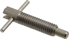 Vlier - 3/8-16 Thread, 2" Body Length, 3/8" Plunger Projection, 0.233" Plunger Diam, Stainless Steel, Locking T Handle Plunger - 1.2" Thread Length, 1-1/2" Handle Length, 1.68" Plunger Length, 2 Lb Initial End Force, 4 Lb Final End Force, - USA Tool & Supply
