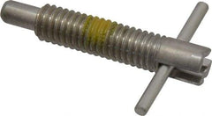 Vlier - 3/8-16 Thread, 2" Body Length, 3/8" Plunger Projection, 0.233" Plunger Diam, Stainless Steel, Locking T Handle Plunger - 1.2" Thread Length, 1-1/2" Handle Length, 1.68" Plunger Length, 2 Lb Initial End Force, 4 Lb Final End Force, Locking Element - USA Tool & Supply