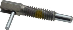 Vlier - 1/4-20, 0.8" Thread Length, 0.16" Plunger Diam, 0.5 Lb Init to 2.5 Lb Final End Force, Steel Locking L Handle Plunger - 1-1/4" Body Length, 0.8" Length Under Head, Locking Element, 0.38" Plunger Projection - USA Tool & Supply