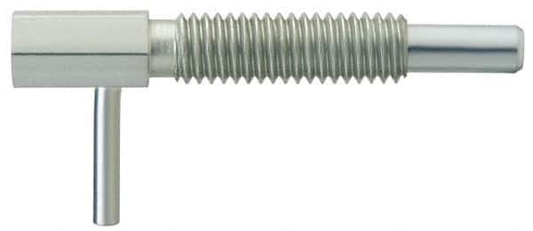 Vlier - M6x1.0, 0.788" Thread Length, 4mm Plunger Diam, 2.2 N Init to 11.1 N Final End Force, Stainless Steel Locking L Handle Plunger - 32mm Body Length, 20mm Length Under Head, Locking Element, 10mm Plunger Projection - USA Tool & Supply