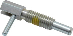 Vlier - 1/2-13, 1.1" Thread Length, 0.31" Plunger Diam, 1 Lb Init to 5 Lb Final End Force, Steel Locking L Handle Plunger - 2.11" Body Length, 1-1/4" Length Under Head, Locking Element, 3/4" Plunger Projection - USA Tool & Supply