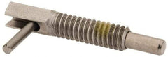 Vlier - 1/4-20, 0.8" Thread Length, 0.16" Plunger Diam, 0.5 Lb Init to 2.5 Lb Final End Force, Stainless Steel Locking L Handle Plunger - 1-1/4" Body Length, 0.8" Length Under Head, Locking Element, 0.38" Plunger Projection - USA Tool & Supply