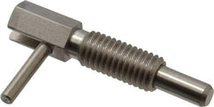 Vlier - 1/2-13, 1.1" Thread Length, 0.31" Plunger Diam, 1 Lb Init to 5 Lb Final End Force, Stainless Steel Locking L Handle Plunger - 2.11" Body Length, 1-1/4" Length Under Head, 3/4" Plunger Projection - USA Tool & Supply