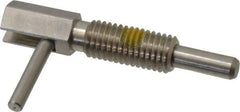Vlier - M12x1.75, 1.11" Thread Length, 7mm Plunger Diam, 4.5 N Init to 22.3 N Final End Force, Stainless Steel Locking L Handle Plunger - 54mm Body Length, 32mm Length Under Head, Locking Element, 19mm Plunger Projection - USA Tool & Supply