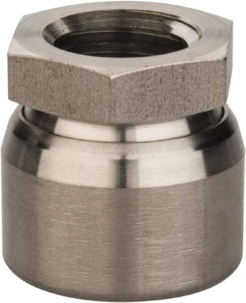 Vlier - 5/8-11, 11/16" Pad Diam, Uncoated Bottom, Stainless Steel Toggle Pad - 7/16 Depth, 1" OAL, 7/8" Width Across Flats, 15° Swivel Angle - USA Tool & Supply