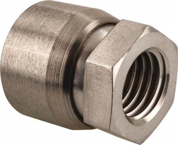 Vlier - 3/4-10, 1-1/4" Pad Diam, Uncoated Bottom, Stainless Steel Toggle Pad - 5/8 Depth, 1-11/32" OAL, 1-1/16" Width Across Flats, 15° Swivel Angle - USA Tool & Supply