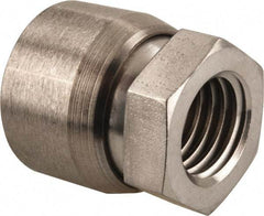 Vlier - 3/4-10, 1-1/4" Pad Diam, Uncoated Bottom, Stainless Steel Toggle Pad - 5/8 Depth, 1-11/32" OAL, 1-1/16" Width Across Flats, 15° Swivel Angle - USA Tool & Supply