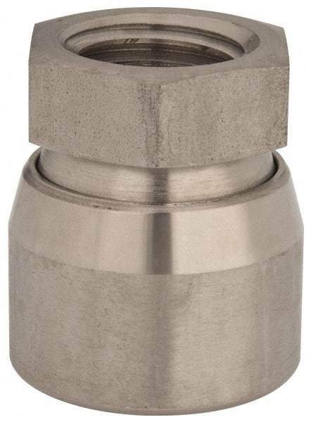 Vlier - 1-8, 1-5/8" Pad Diam, Uncoated Bottom, Stainless Steel Toggle Pad - 13/16 Depth, 1-53/64" OAL, 1-3/8" Width Across Flats, 15° Swivel Angle - USA Tool & Supply